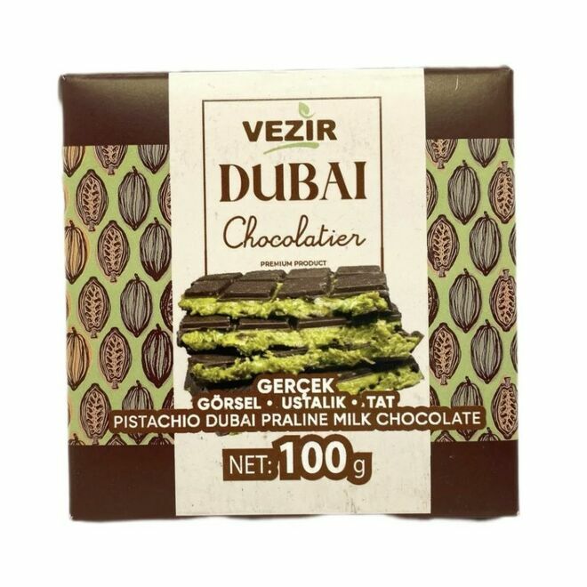Pistachio Praline Dubai Chocolate Bar
