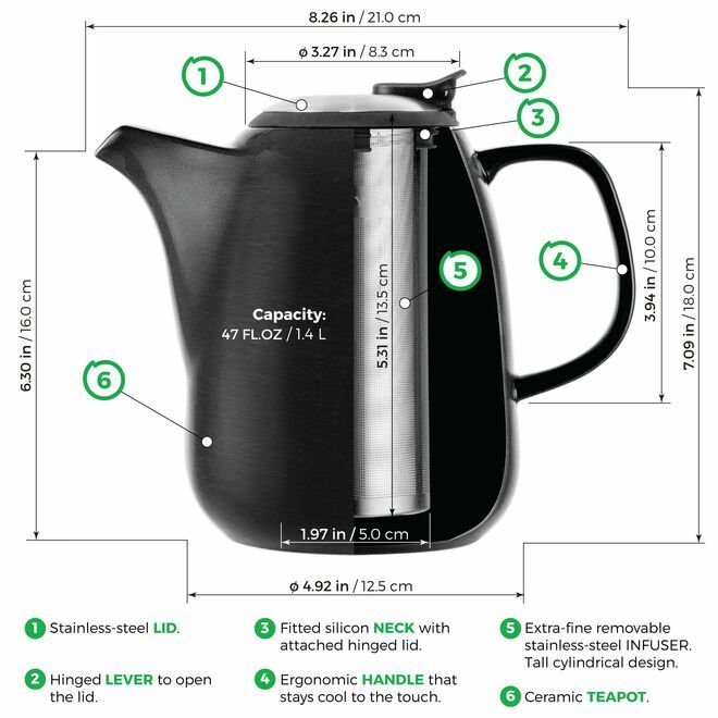 Daze Ceramic Teapot 47oz