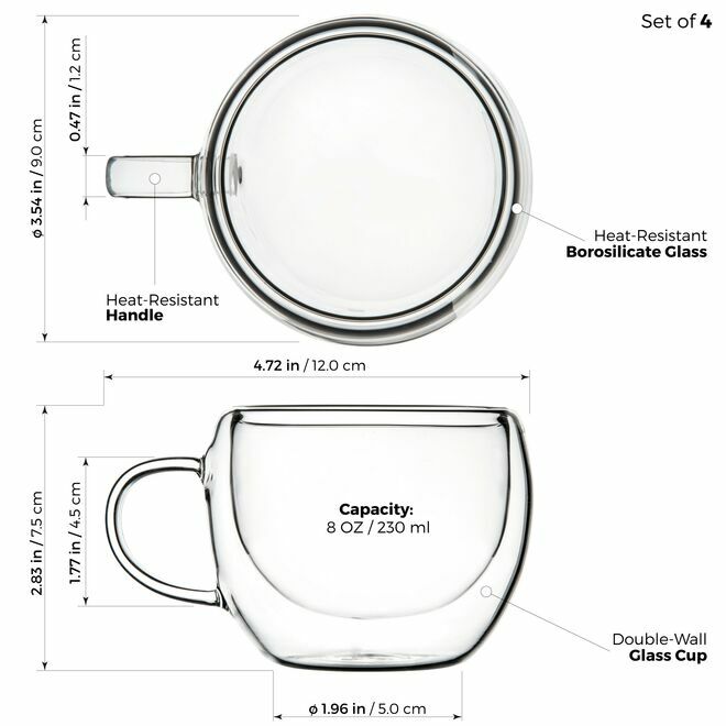 Verres à double paroi Universe, lot de 4