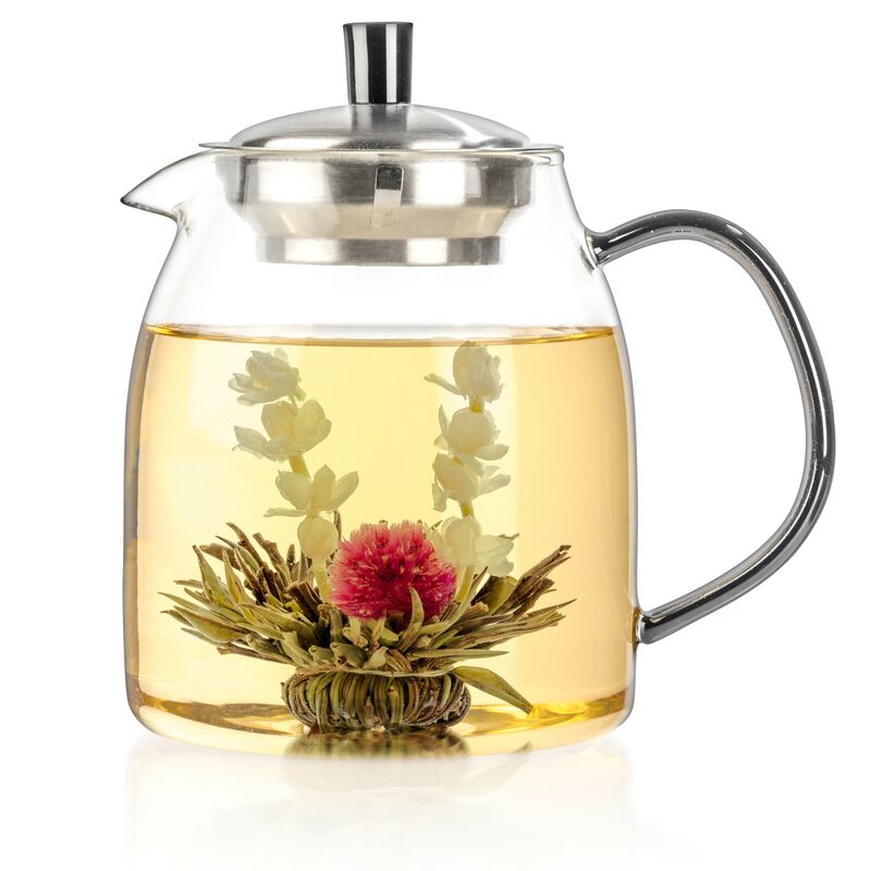 Glass Teapot + 12 Blooming Tea Gift Set Blooming Tea